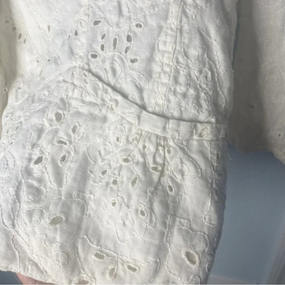 Coldwater Creek 100% Linen White Eyelet Swing Jacket Blazer Size XL - Picture 4 of 7